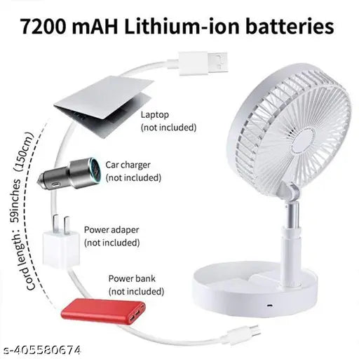USB Rechargeable Desk Fan Foldable & Portable